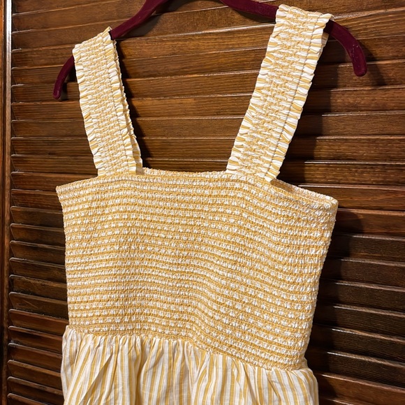 Skies Are Blue Yellow & White Striped Smocked Peplum Top - Picture 6 of 9